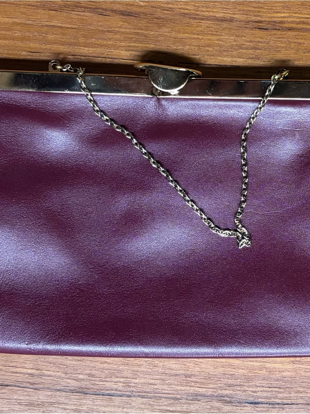 Elegant Women's Chain-Handle Clutch — Plum